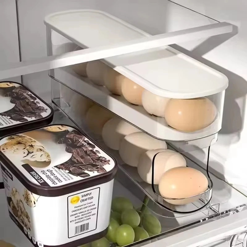 Egg Dispenser, Suitable for Refrigerator, Kitchen Storage Organizer, Countertop, Transparent Double Layer Egg Dispenser Holder Oasis Select