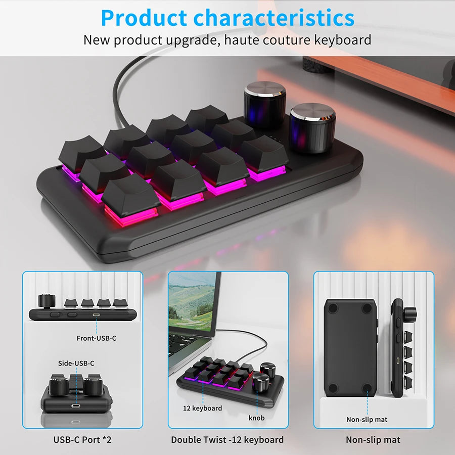 12-Key Macro Mechanical Keyboard Bluetooth 2.4G 3-Mode Macropad Mechanical Macropad Oasis Select