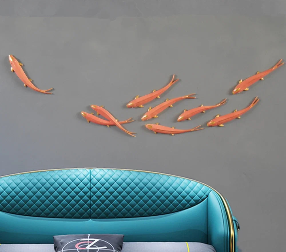 Living Room Background Wall Creative Decoration Wall Hanging Dining Room Wall Decoration Hanging Fish Oasis Select Outdoor red 9 fish