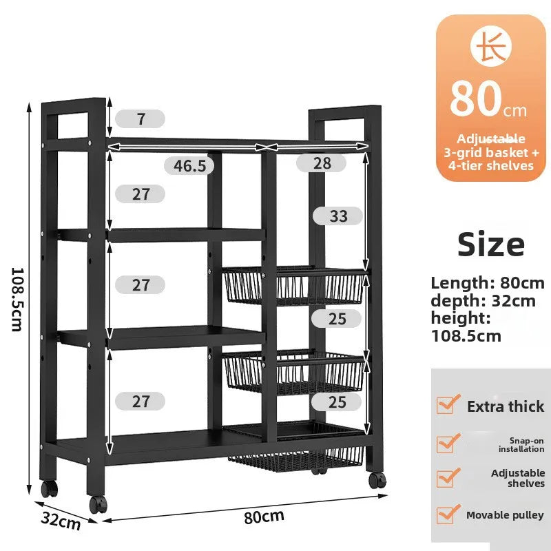 Kitchen storage rack Floor-to-ceiling multi-layer household fruit and vegetable basket storage rack Multifunctional storage rack Oasis Select 80 32 108