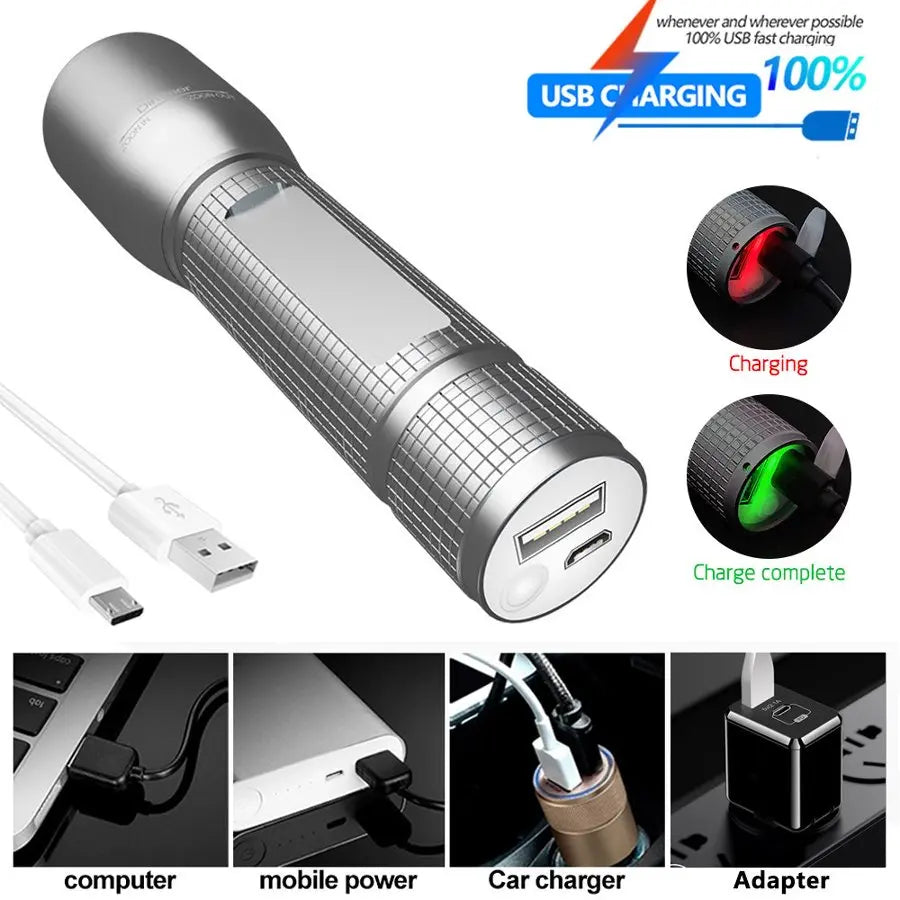 Super Bright LED Flashlight Zoomable Tactical Flashlight with 5 Modes Waterproof Portable Torch for Camping Hiking Emergency Oasis Select