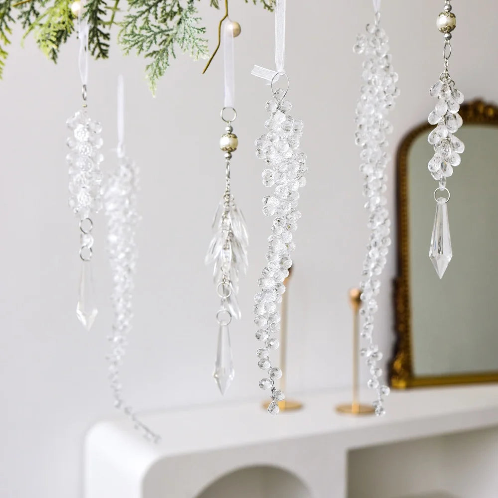 Crystal Acrylic Christmas Ornaments – Icicle, Snowflake & Angel