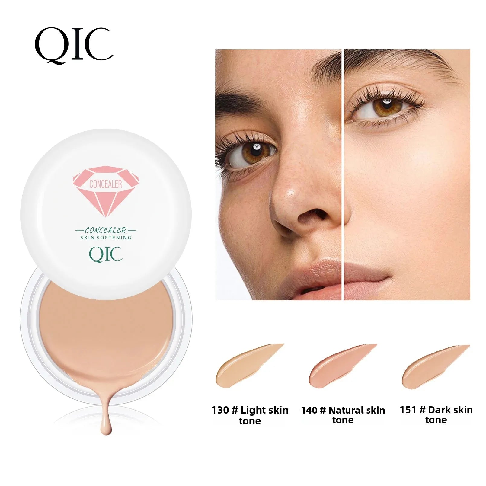 QIC High Coverage Waterproof Concealer Cream – All Skin Types