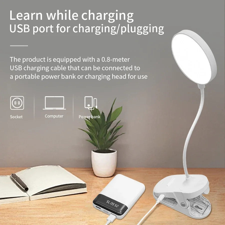 GGBEE LED Clip-On Desk Lamp – USB Dimmable Reading Light Clip-On Desk Lamp Oasis Select