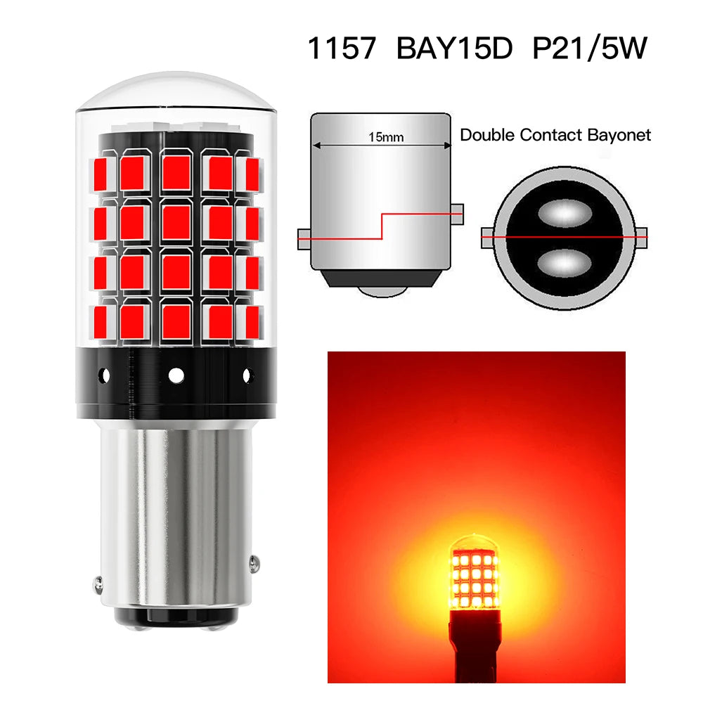ASLENT 2-Pack 54-SMD LED Bulbs | Turn Signal Brake Reverse 12V Automotive LED Bulb Oasis Select 1157 P21-5W Red