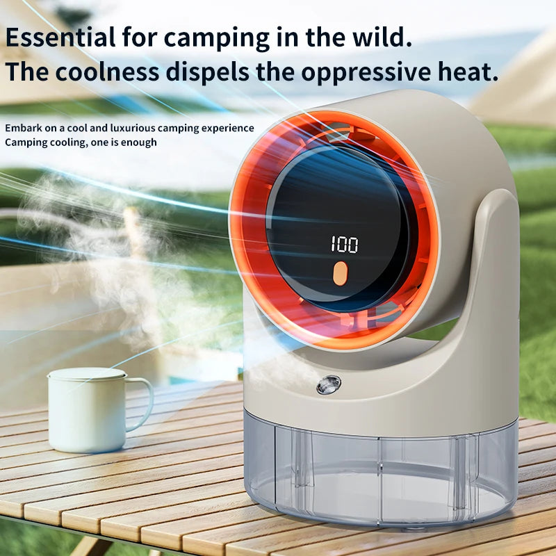 Mini Electric Fan with Single Hole Spray Air Conditioning Cooling Desktop Fan Humidification Circulating Fan 360 ° Adjustable Oasis Select