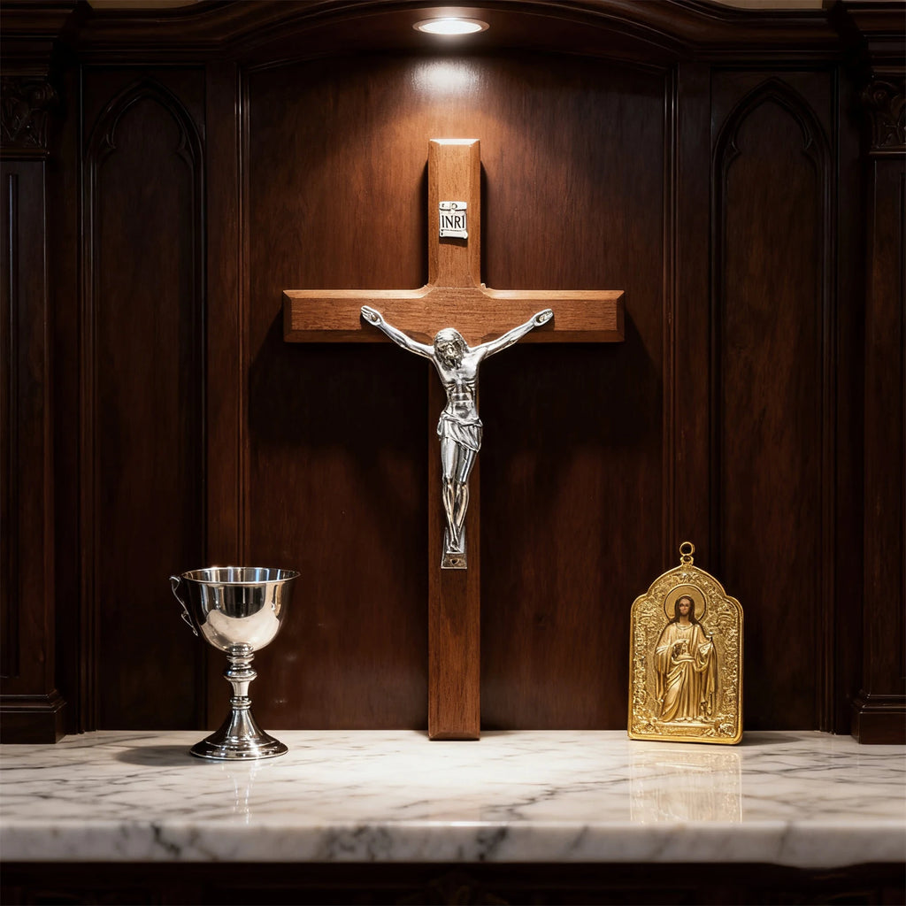 7.8" Hand Carved Wooden Cross – Wall Hanging & Table Decor Religious Wall Decor Oasis Select