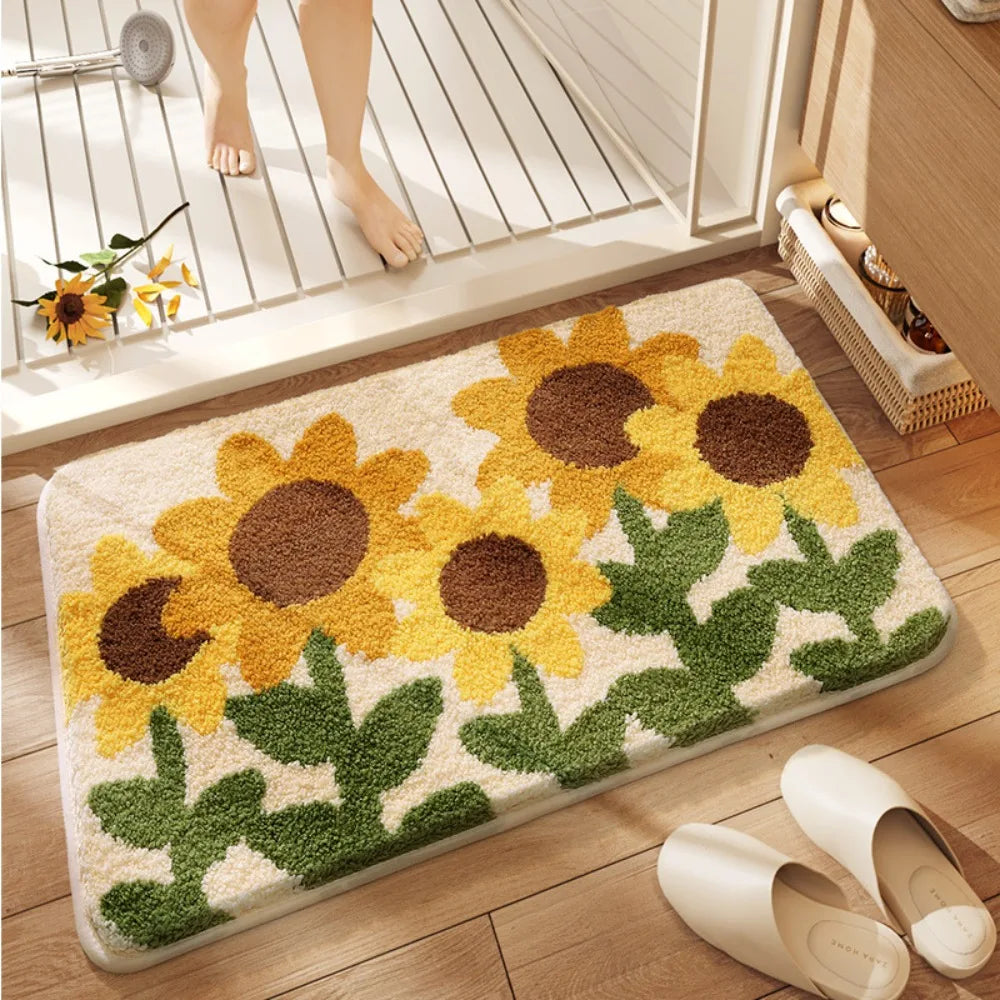 Floral Bathroom Floor Mat – Non-Slip, Soft & Absorbent 30×50cm