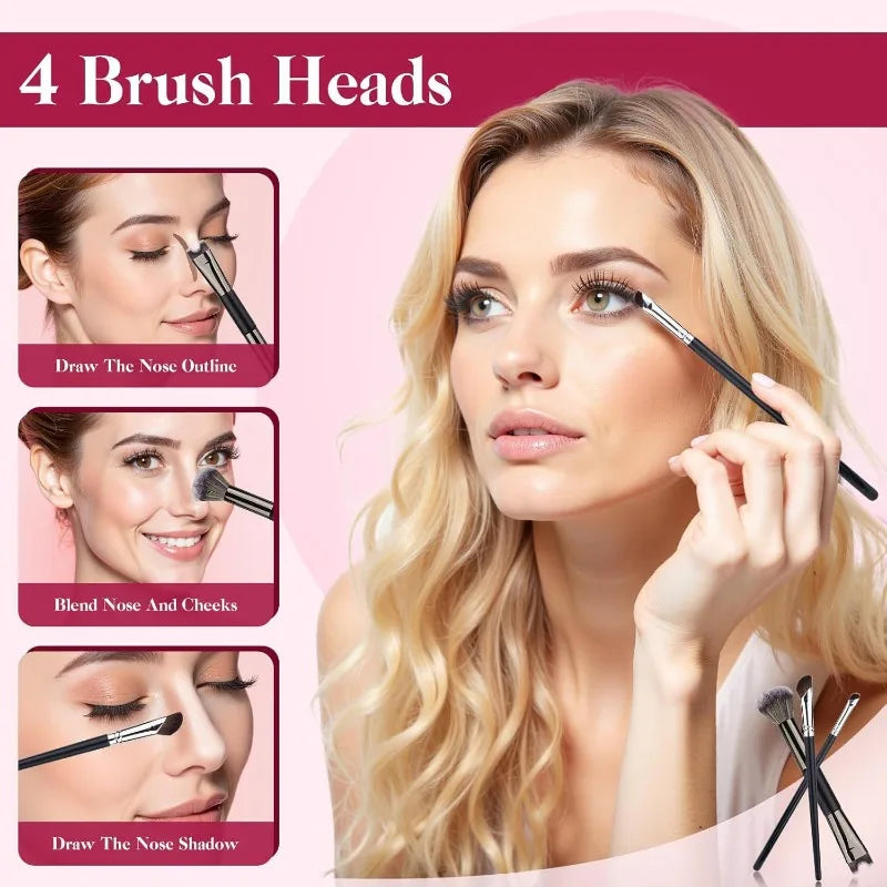 1/3Pcs 2-in-1 U-Shaped Nose Contour Brush Dual Ended for Professional Highlighting and Shadowing Face Makeup Tools Set Oasis Select