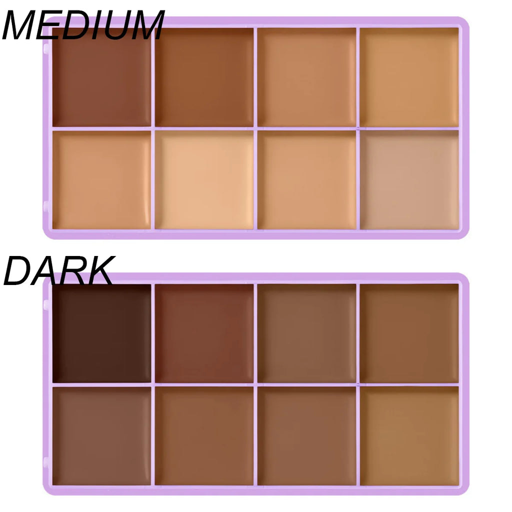 8 Shade Cream Concealer Palette Waterproof Full Coverage Multi-Function Cream Blemishes & Cover Long-Lasting Korean Makeup Oasis Select Medium and Dark
