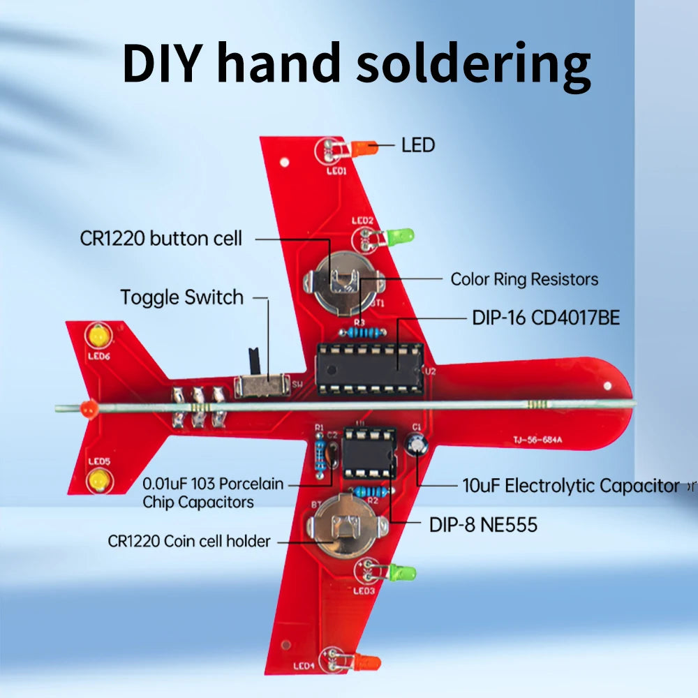 DIY Electronic Kit Small Airplane CD4017 Flow Lamp Welding Practice Electronic Science Assembly Kit Flashing LED PCB Oasis Select