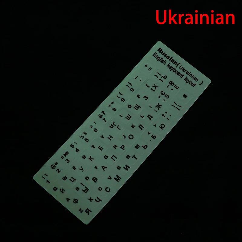 Luminous Keyboard Film Spanish,Russian,Arabic,French,English Etc Language Fluorescent Keyboard Letter Protective Stickers Oasis Select K