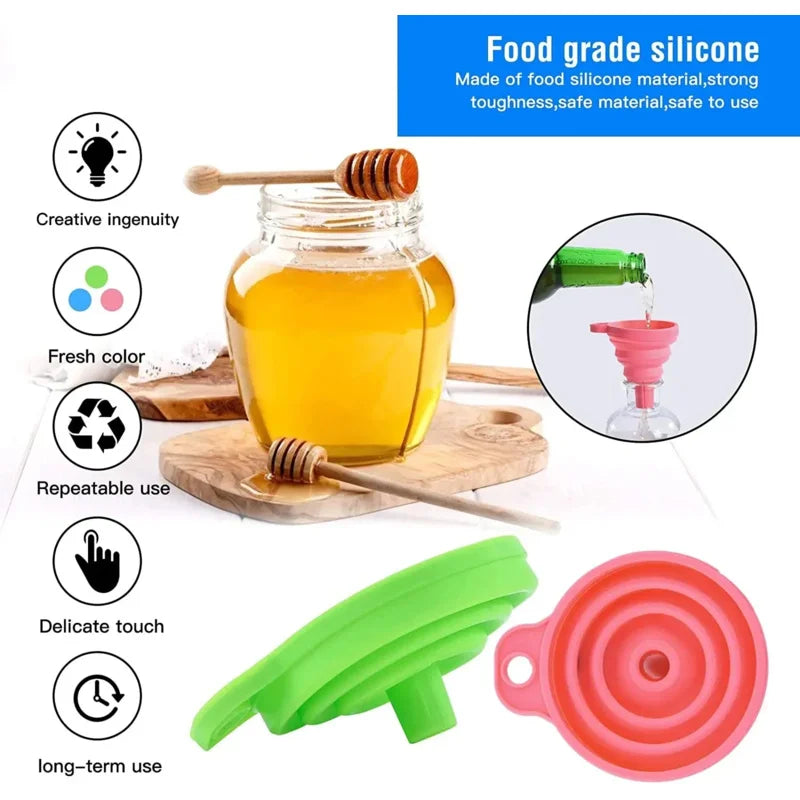 Silicone Collapsible Foldable Funnel Household Kitchen Cooking Tools Portable Wine Mini Portable Oil Pot Funnel Oasis Select