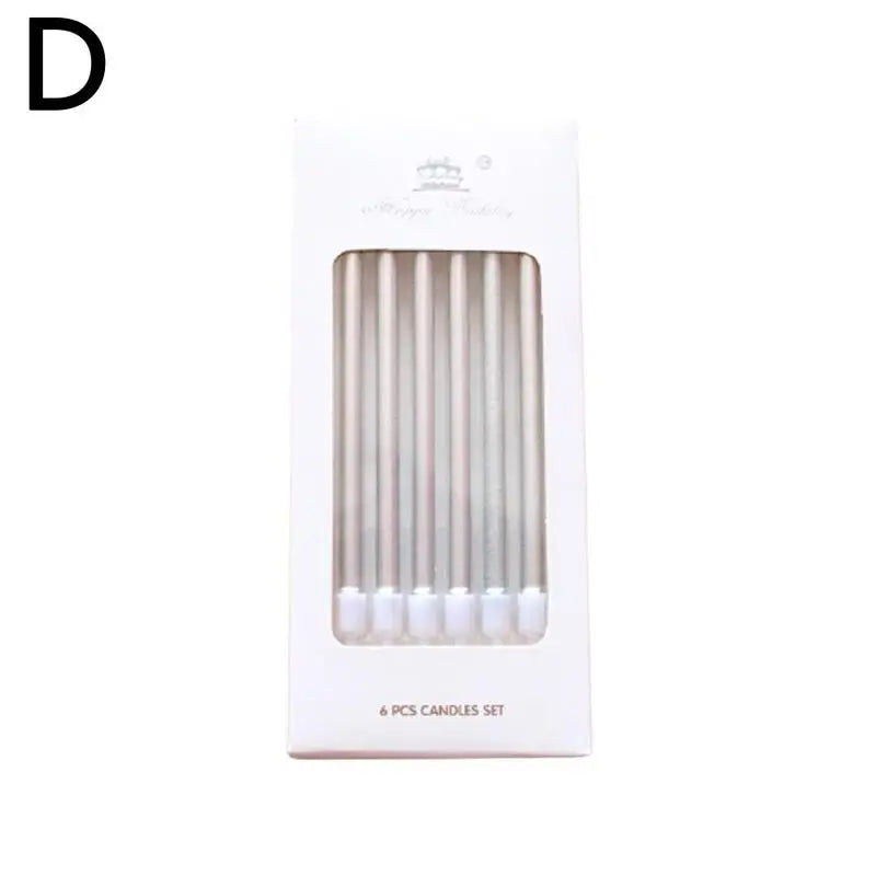Gold & Silver Birthday Cake Candles – 6-Pack Cupcake Toppers Birthday Cake Candles Oasis Select D