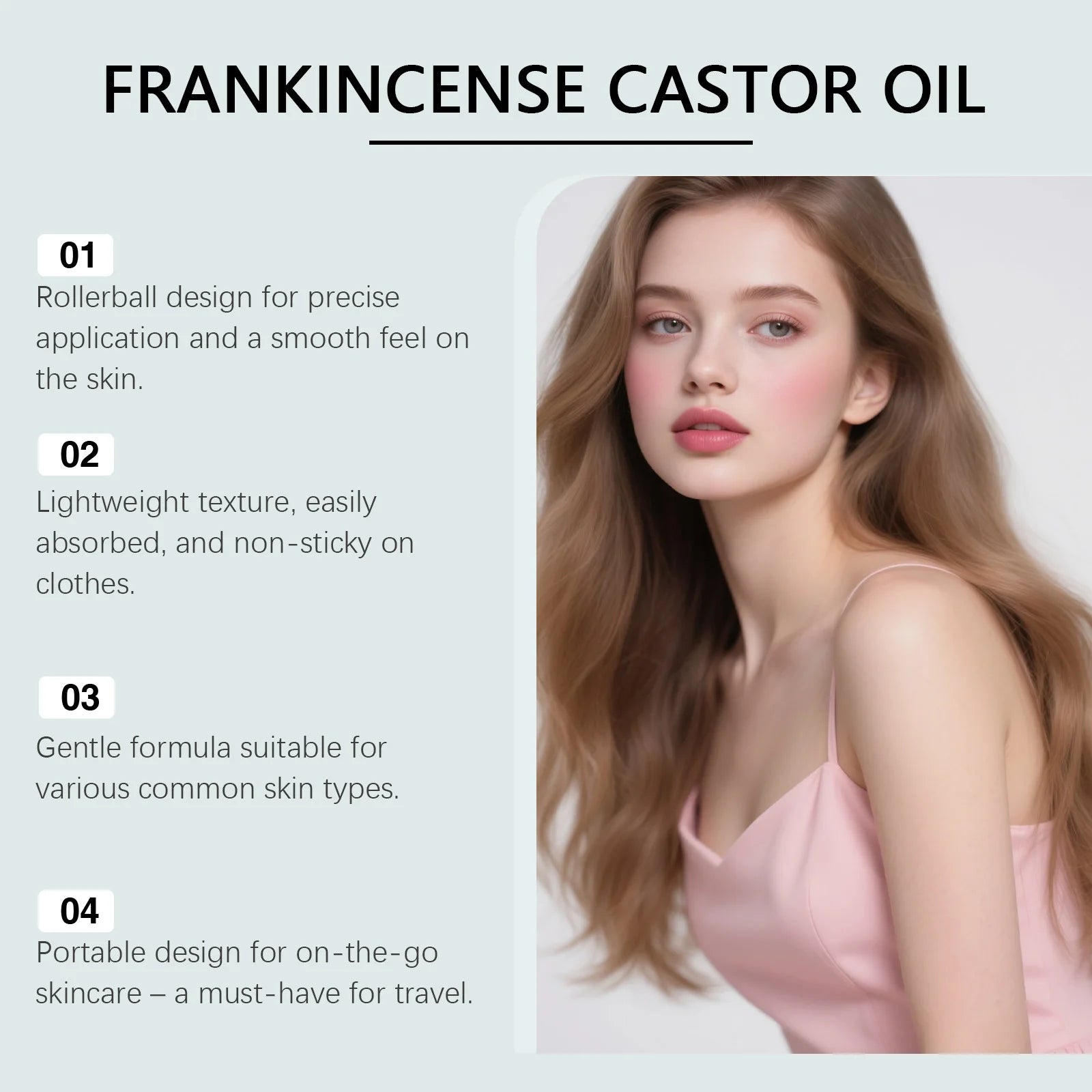 Frankincense Castor Oil Rollerball Soothing & Nourishing Roll-On Oil Improve Dryness Repair Portable Aromatherapy Body Skincare Oasis Select