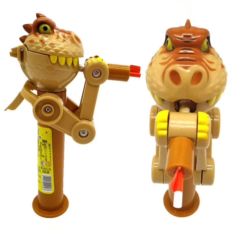 Candy Storage Cool Decompression Toy Gifts for Kids Creative Lollipop Robot Holder Dinosaur Eat Lollipop Pop Ups Case Oasis Select Brown