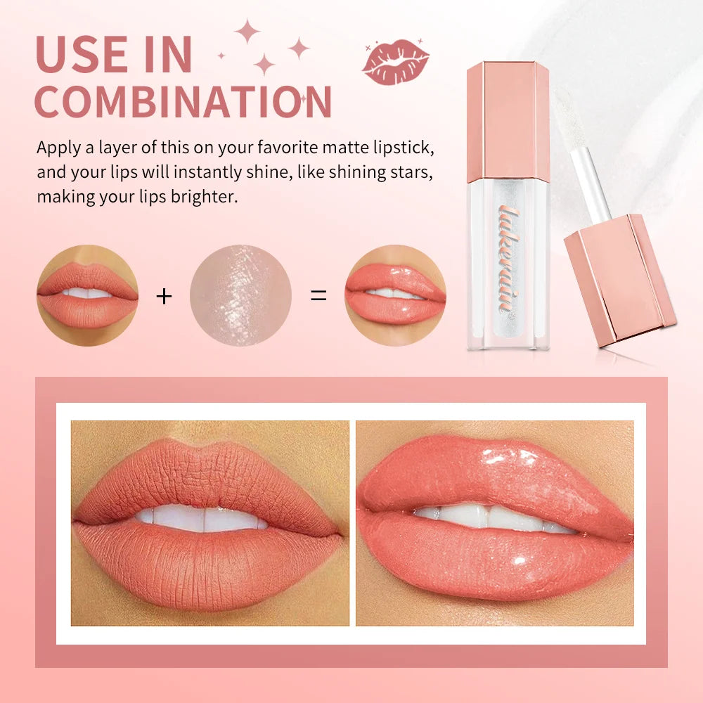 NEW Glitter Gloss Universal Lip Luminizer 8 Colors Makeup Lip Gloss Non-sticky Moisturizing Plumper Long Lasting Glitter Liquid Oasis Select