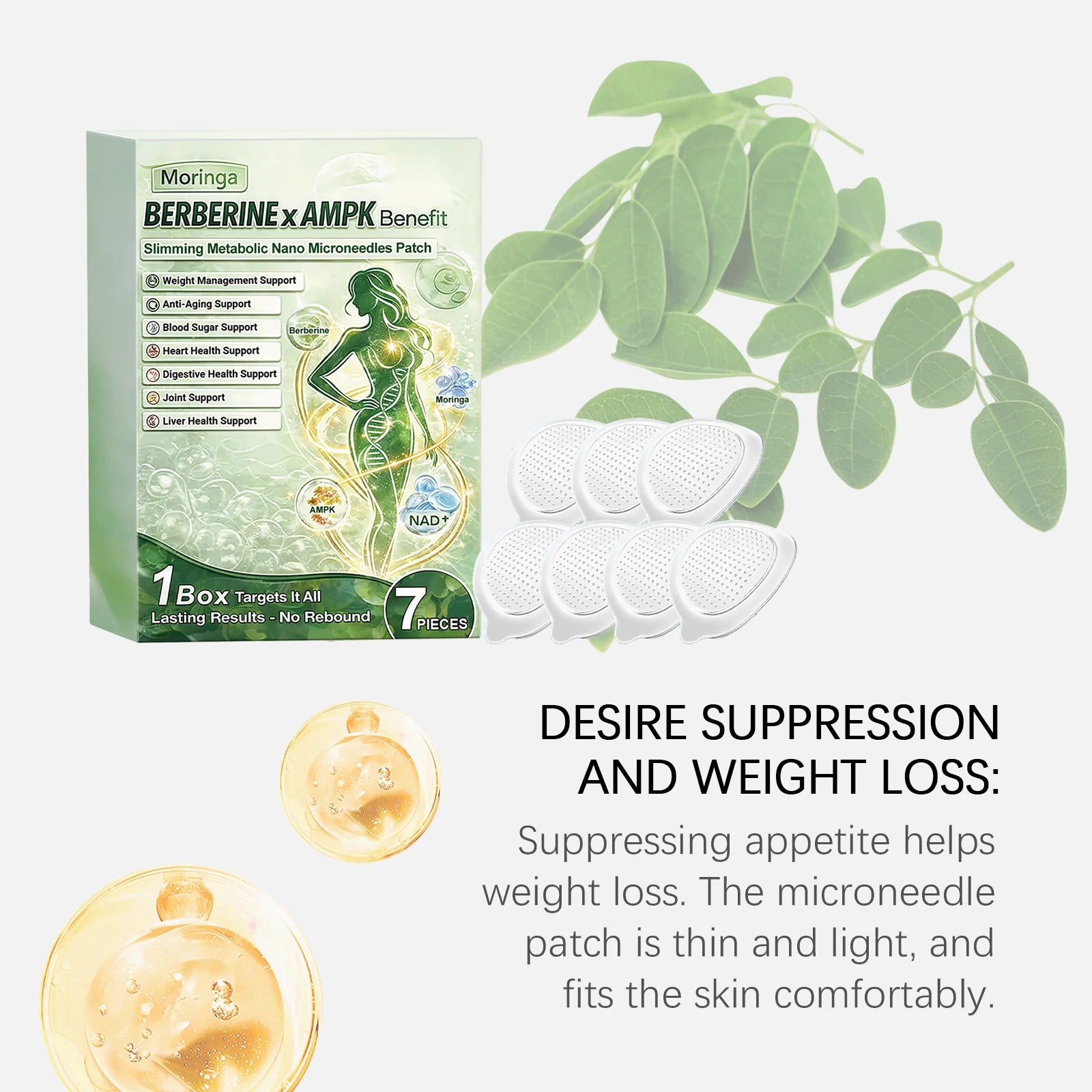 Moringa Microneedle Body Care Patch Gentle Skin Friendly Breathable Comfortable Portable Daily Care 0.2mm Easy Use Body Pads Oasis Select
