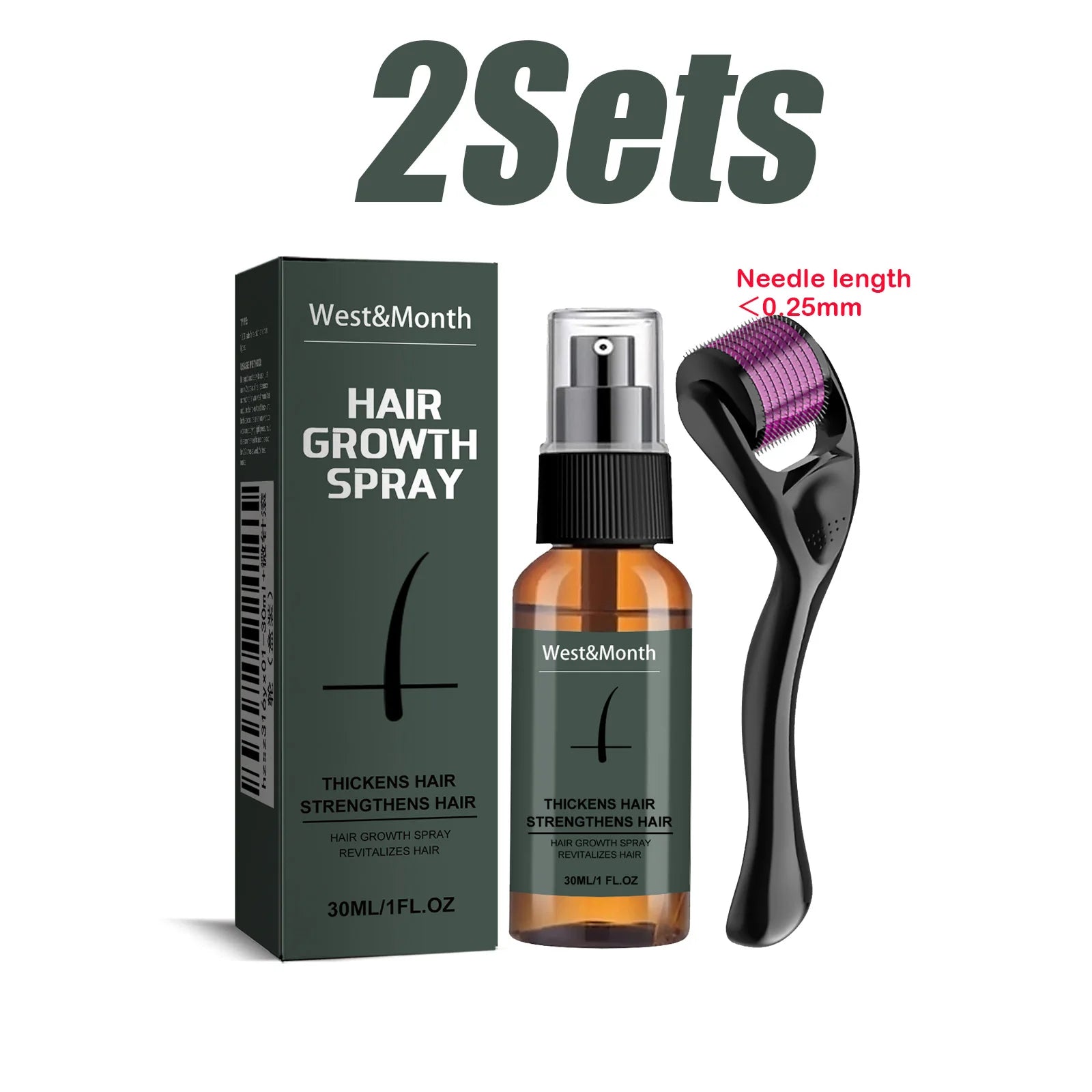 Men's Beard Spray Kit with Micro Roller 0.25mm Moisturizing Thicken Facial Hair Beard Boosting Essence Nourishing Spray Bear Oasis Select 2 Sets