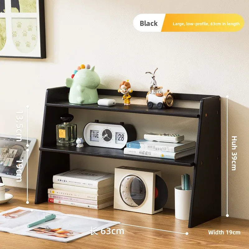 Medieval style shelves, household bedroom cabinets, student desk shelves, multi-layer simple display bookcases, storage shelves Oasis Select Black short 63