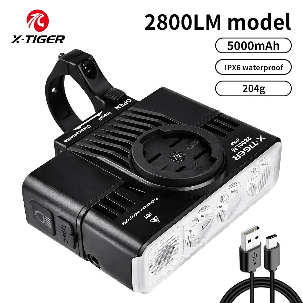X-TIGER Bike Lights 1700LM High Brightness IPX6 Waterproof Night Riding Compatible With Garmin GoPro Mount Bicycle Front Light Oasis Select QD-2302
