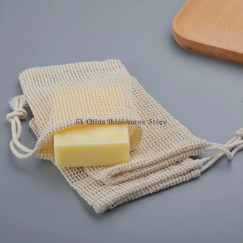 Eco-Friendly Handmade Natural Cotton Soap Saver Bag Mesh Soap Pouch for Body Cleansing And Skincare Oasis Select cotton