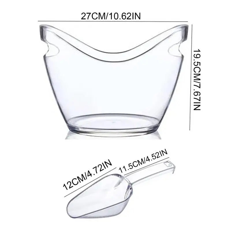 Clear Ice Bucket Beverage Tub with 2 Scoops Handle Cooling Large Ice Bucket for Wine Champagne Bar Supplies for Family reunion Oasis Select