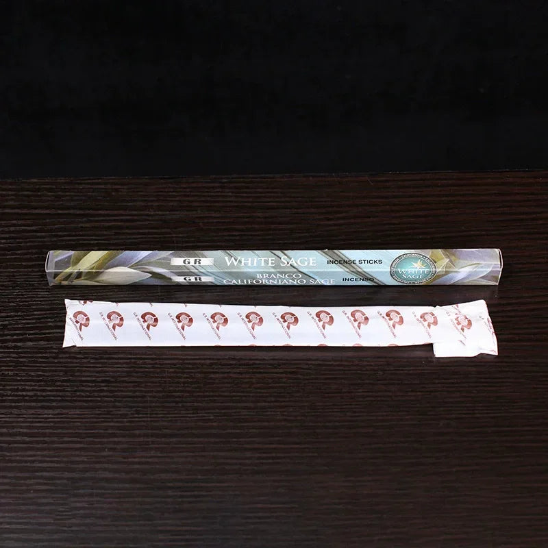 GR Indian Incense White Sage (Large Box) Sticks 25-small Boxes Original Packing Home Fragrance Indoor Long-lasting Aromatherapy Oasis Select White Sage 25 smal box 200stick