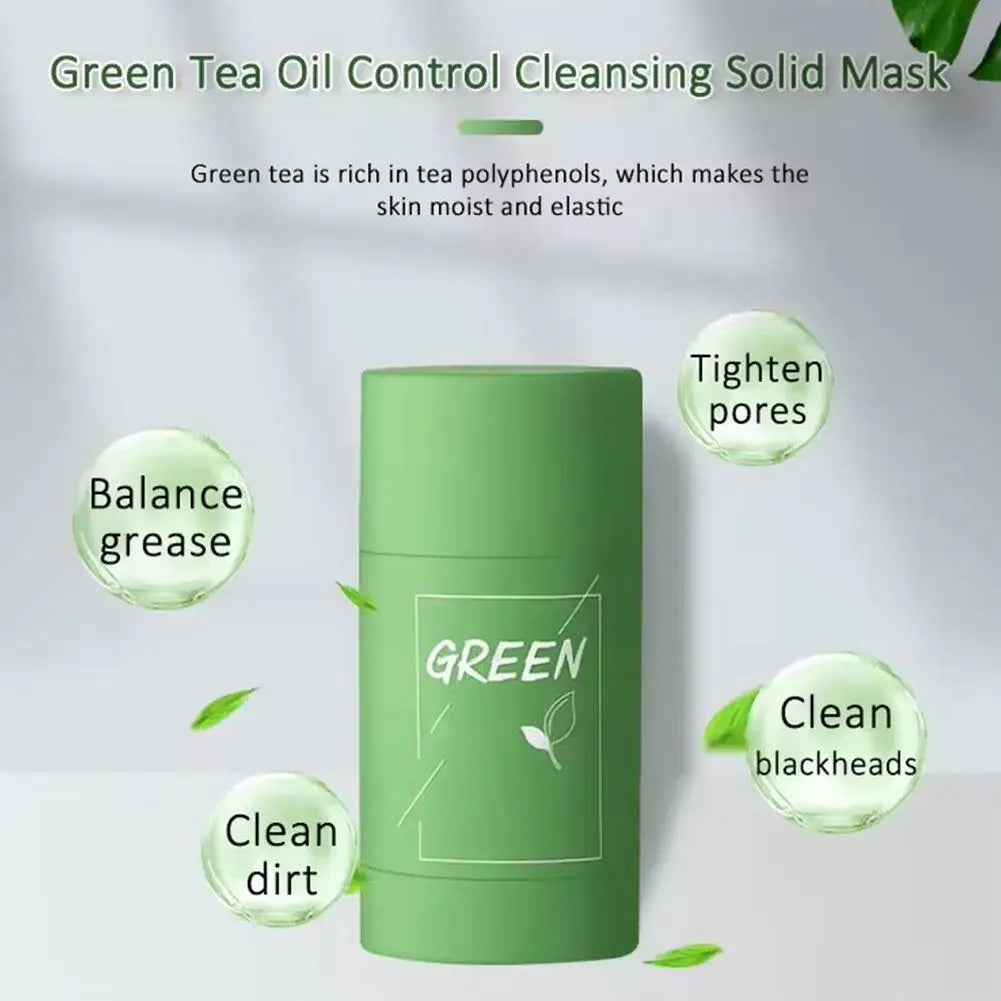 1/3PCS Green Tea Clay Stick For Face, Green Mask Stick Smear Acne Shrink Blackhead Green Tea Extract Facial Mask Pore Cleansing Oasis Select