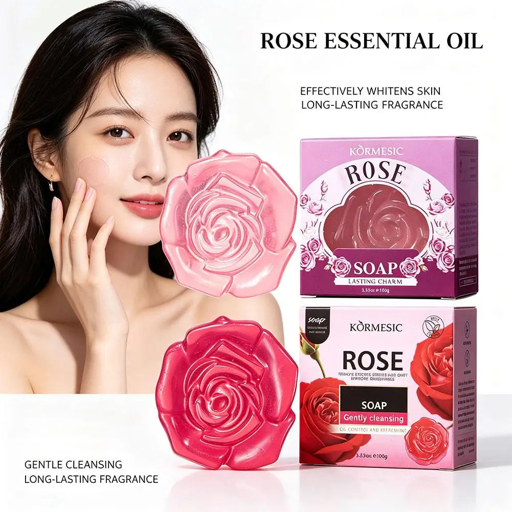 Body odor Cleansing Rose Soap Bar Body Care Face Wash Exfoliating Whitening Soap Fruit Handmade Shower Soap Oasis Select