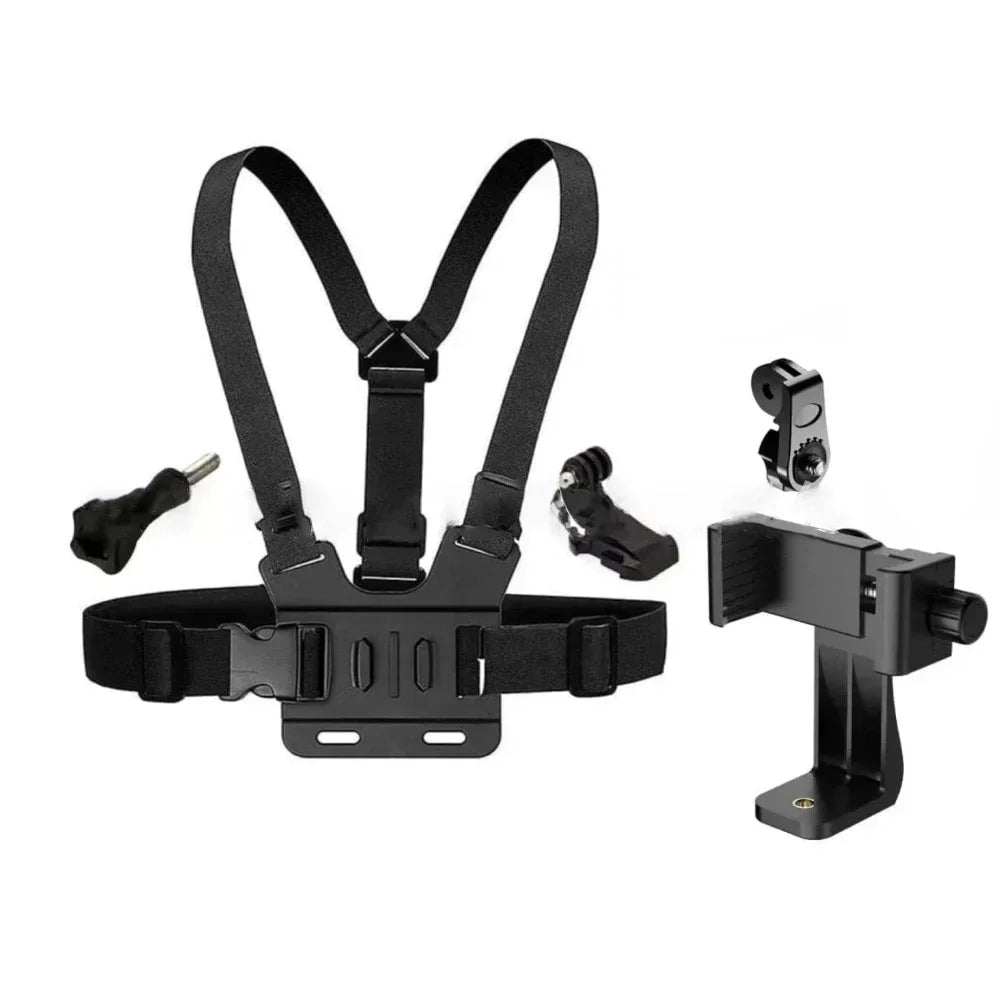 Sport Camera Chest Strap Holder, Adjustable Phone Clip Holder, Mobile Phone Clip Holder with Chest Strap Fixation Bracket Oasis Select