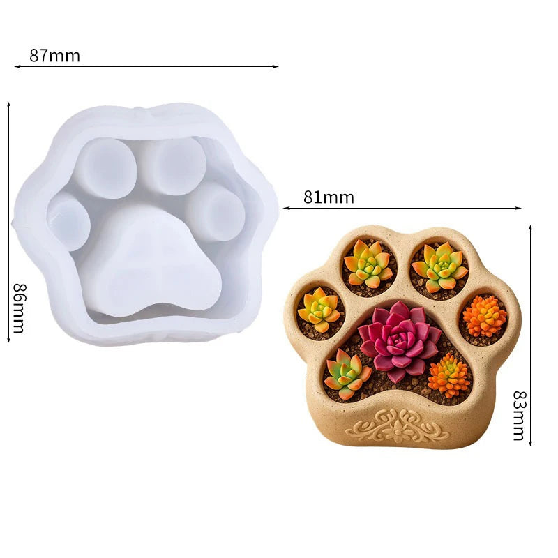 Cat Claw Flower Pot Candle Silicone Mold, Candle Jar Silicone Jewelry Box Mold, Art Casting Container Jewelry Box Storage Box Oasis Select White