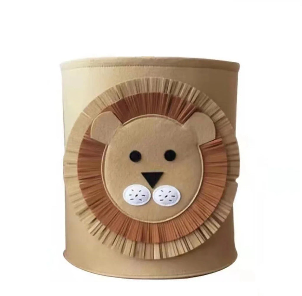 Panda Dinosaur Baby Storage Basket Felt Toy Organizer Laundry Clothes Bucket Cartoon Nursery Hamper for Kids Gift Idea Oasis Select Lion