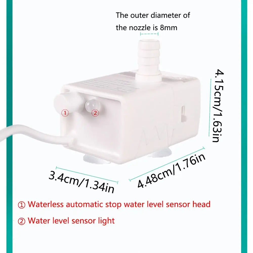 Ultra-quiet Pet Water Dispenser Pump LED Light 3 Suction Cups Mini Submersible Pump 5V Filter Water Fountain Pump Replacement Oasis Select