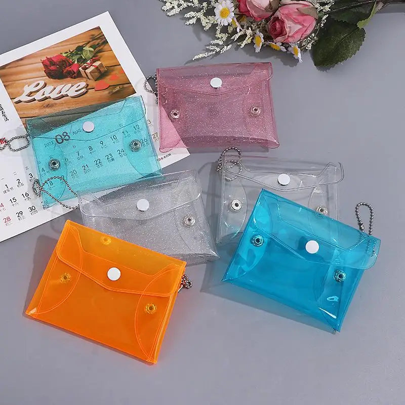 Mini Glitter PVC Clear Keychain Coin Purse & Card Wallet