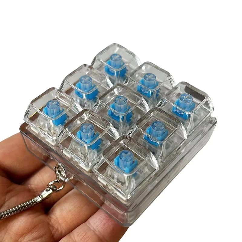 4/9 Keys Mechanical Keyboard Axis Tester LED Keyboard Key Toy Stress Relief DIY Button Keycap Fidget Keychain Toys Gift Oasis Select