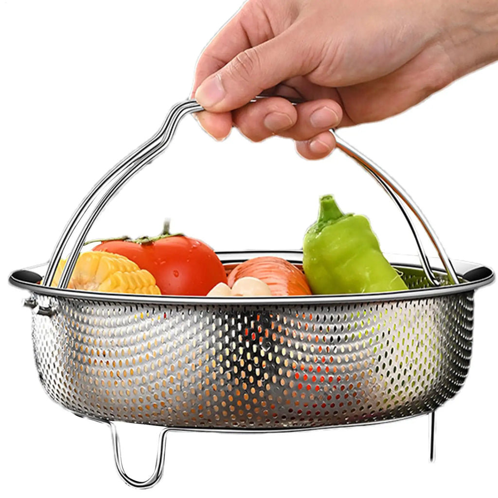 Heat Resistant Multifunctional Metal Colander with Handle Steamer Basket Bun Vegetable Steaming Basket for Vegetables Eggs Meat Oasis Select