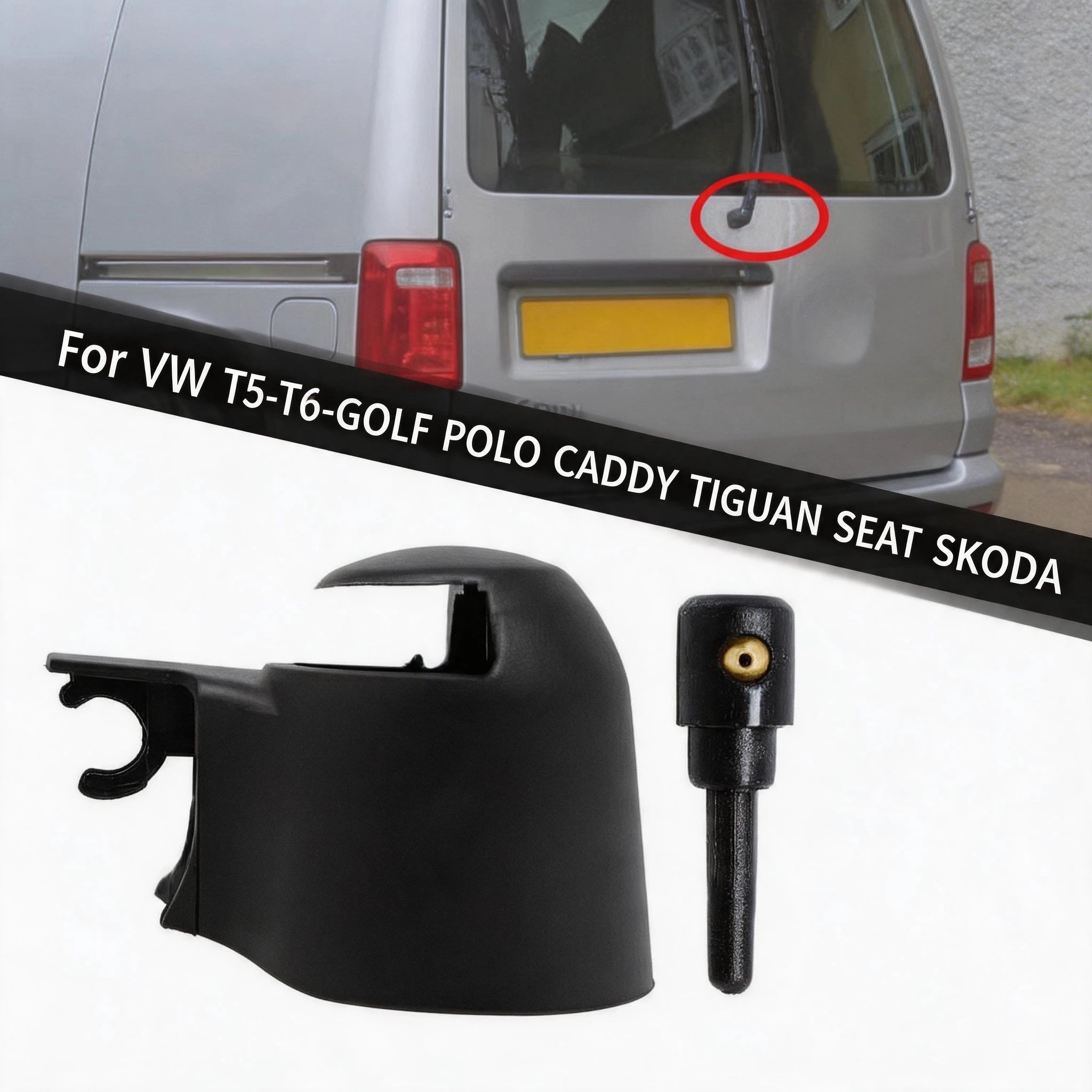 Rocker Cover Cap Rear Wiper Arm Washer Jet Nozzle For VW Caddy 2004-2017 Golf Plus Scirocco-Typ 13 137 Tiguan MK1 Polo GTI Skoda Oasis Select