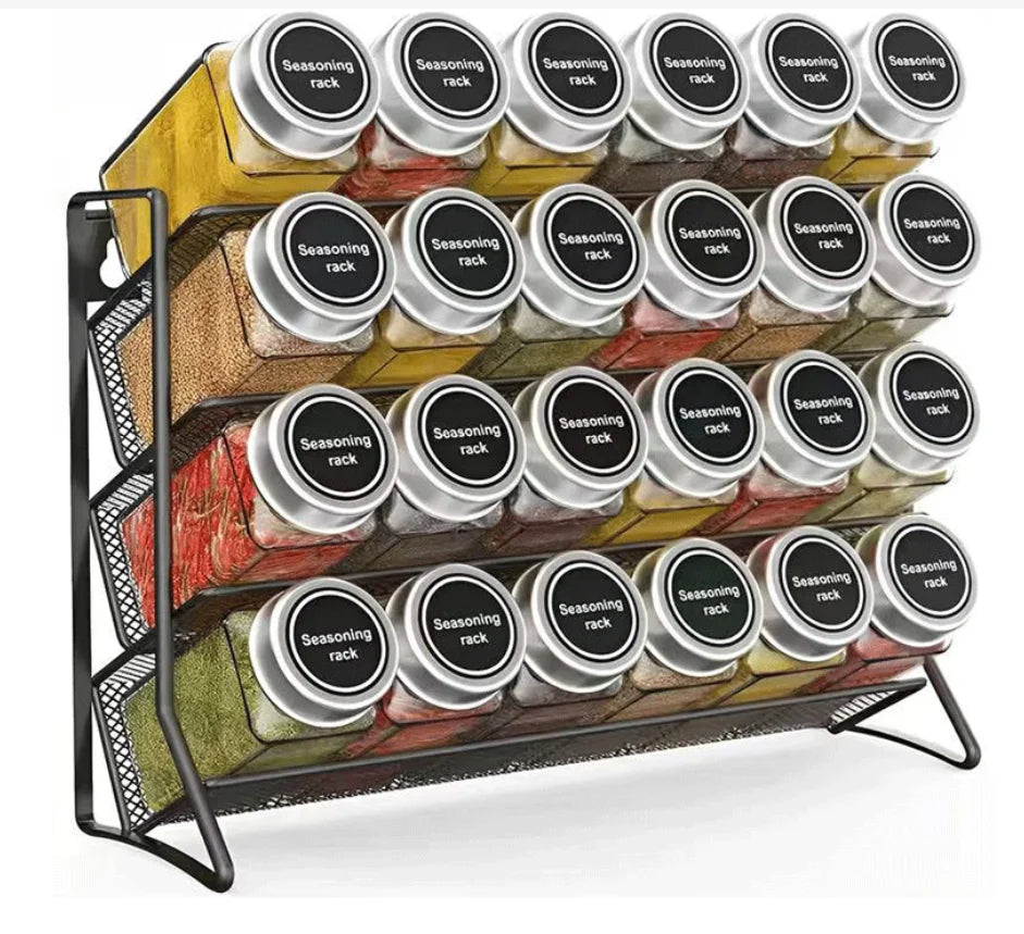 Kitchen Spice Rack 4 Tier Spice Organizer Carbon Steel Wall Shelf without Spice Jars for Cabinet Kitchen Pantry Organizer Shelf Oasis Select Black