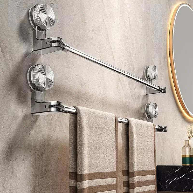 Suction Cup Telescopic Towel Bar & Corner Rack – No Drill