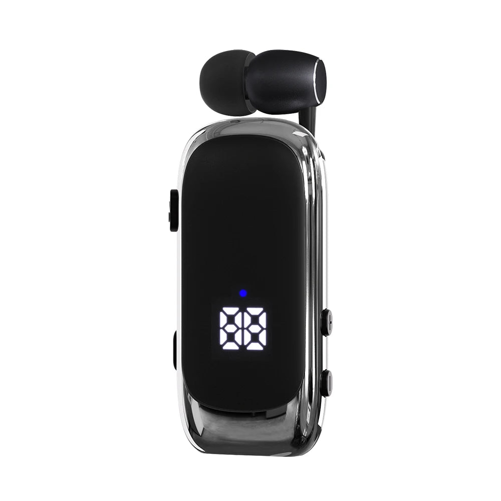 K88 Lavalier Business Bluetooth 5.4 Headphone Talk/Music Time 20 Hours, LED Digital Display,Noice Cancelling Wireless Earphones Oasis Select Silver