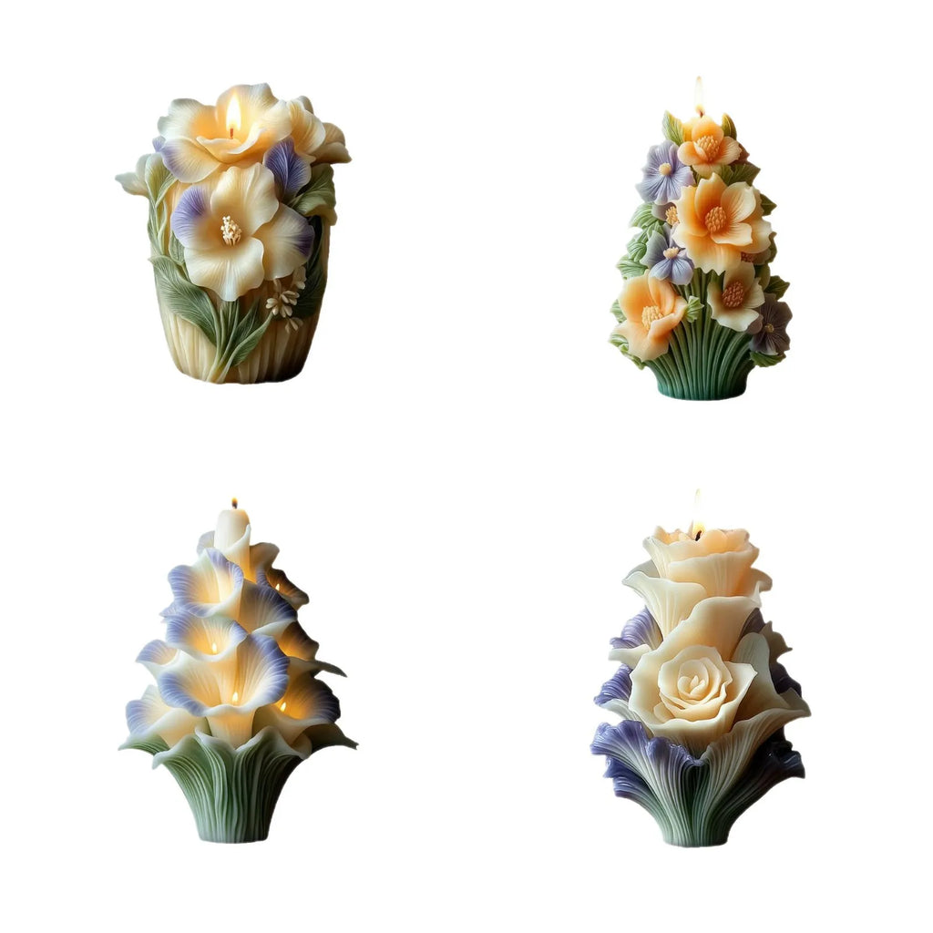 Christmas Twin Flower Christmas Tree Candle Mold DIY Christmas Atmosphere Floral Silicone Mold Oasis Select