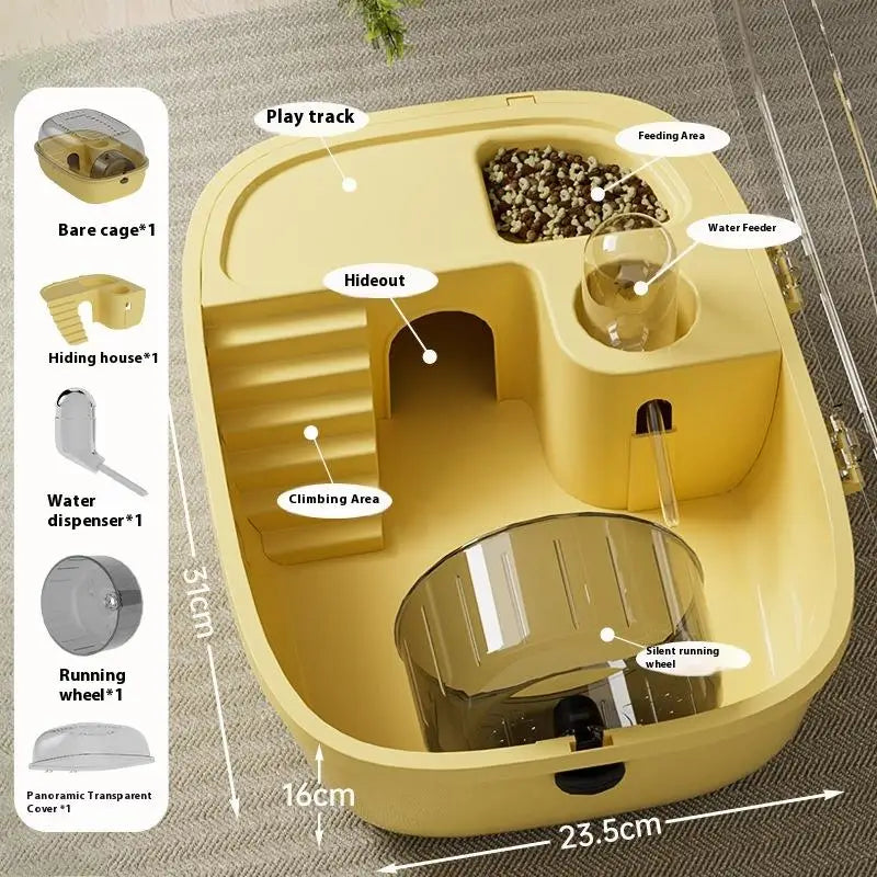 Luxury Large Capacity Hamster Cage 2-Layer Platform Golden Hamster Habitat Villa with Hiding Nest for Small Pets Oasis Select A3