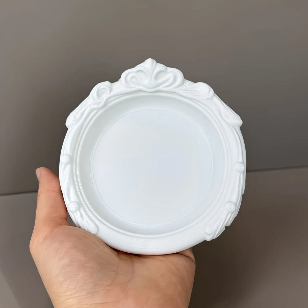 Ornate Baroque Style Jewelry Tray White Decorative Trinket Dish Elegant Vanity Organizer for Rings Earrings Small Accessories Oasis Select