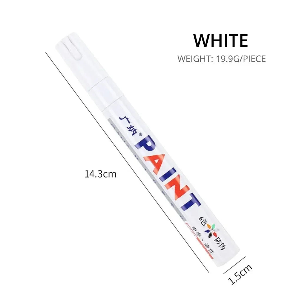 1/3PCS Car Paint Pen Waterproof Car Wheel Tire Oily Painting Mark Pen Auto Rubber Tyre Tread CD Metal Permanent Paint Marker Oasis Select WHITE