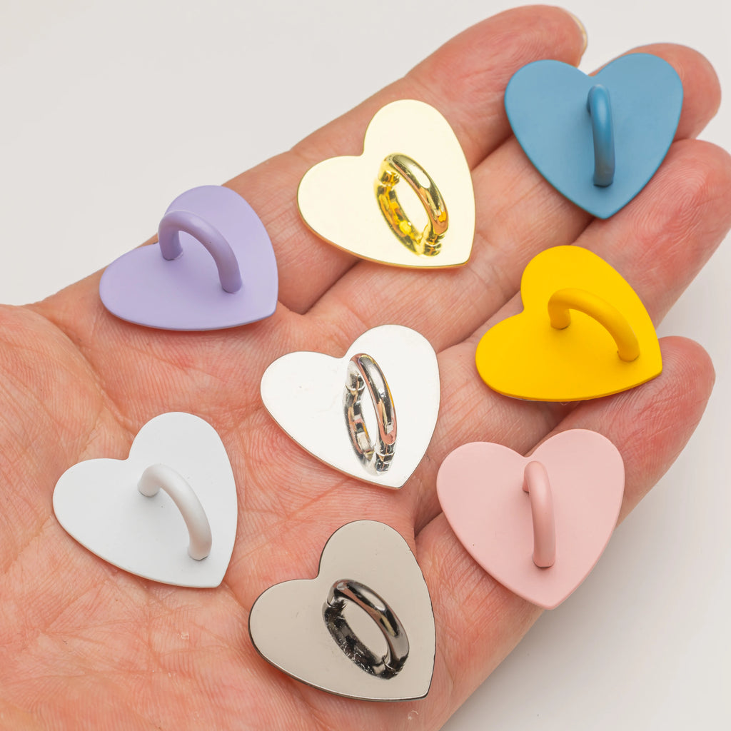 5pcs Heart Round Phone Charm Hooks Finger Grip Loops for DIY Cute Phone Cases Jewelry Making Supplies Metal Accessories Oasis Select