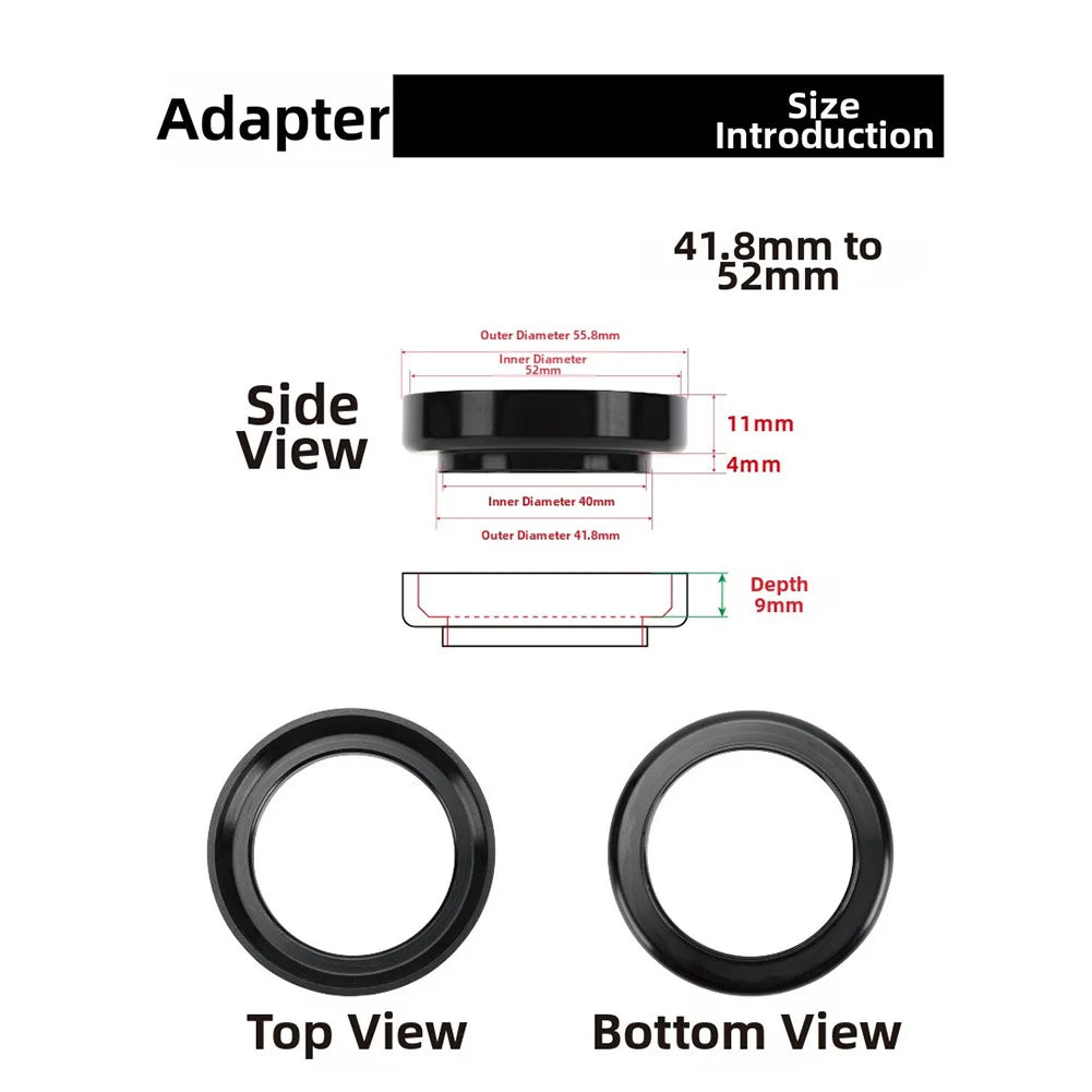 Bicycle Internal Cable Routing Headset Adapter 41.8 To 52mm Alloy Cup Converter For Road Bike Integrated Handlebar Parts Oasis Select