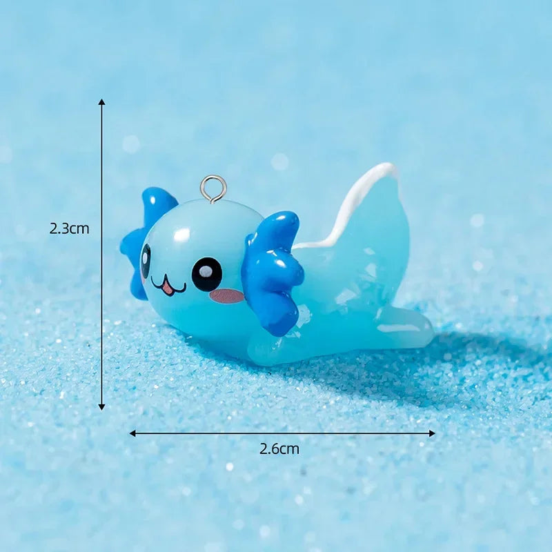 Simulation 3D Axolotl Fish Resin Charms Solid Color Kawaii Cartoon Earring Keychain Pendant Marine Animal Jewelry Diy Oasis Select