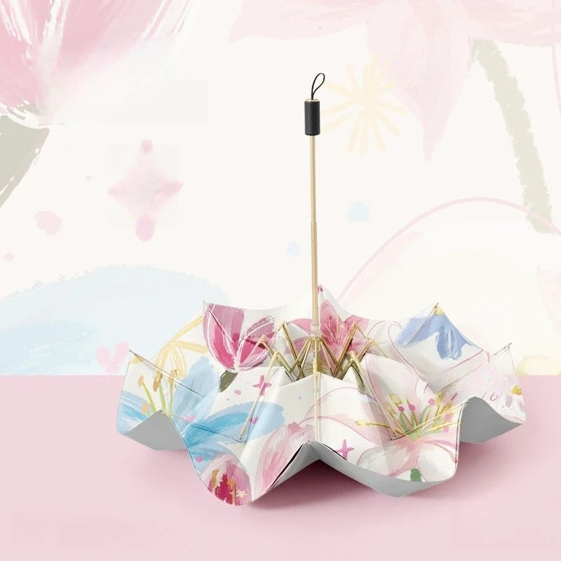 High UV Protection Sun Umbrella Dual Use for Rain & Sun, Windproof Double Layer Folding Umbrella Stylish Design Oasis Select