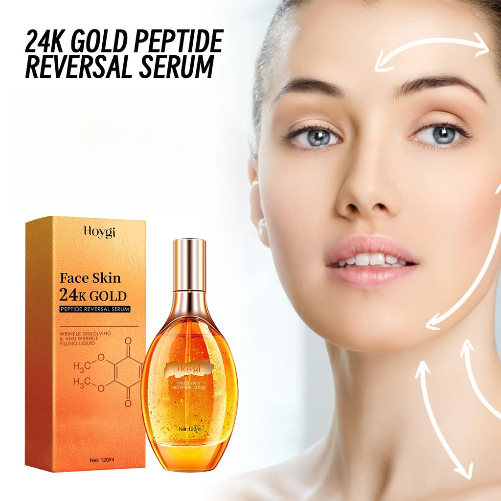 Premium 24K Gold Peptide Firming Serum 120ml Hydrating Brightening Lightweight Fast Absorbing All Skin Types Natural Formula Oasis Select